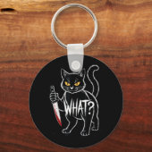 Porte-clés Chat Qu'est-ce que_ Drôle Chat Noir Avec Couteau H (Recto)