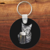 Porte-clés Chat qui boit de la bière (Recto)