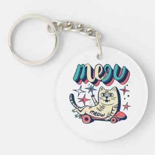 Porte-clés Chat qui fait du skate Meow