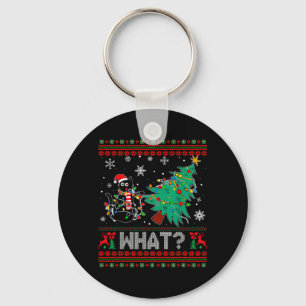 Porte-clés Chat quoi drôle Chat noir poussant l'arbre de Noël