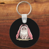 Porte-clés Chat Ragdoll Sous Autocollant De Couverture Rose (Recto)