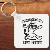 Porte-clés Chat Restez Positif (Recto)