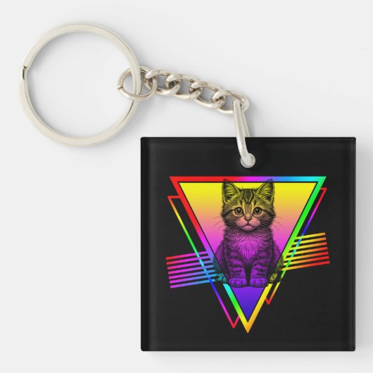 Porte-clés Chat Rétro Mignon (Devant)