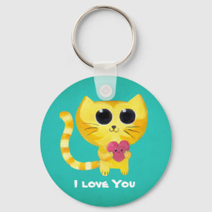 Porte-clés Chat romantique mignon avec le coeur
