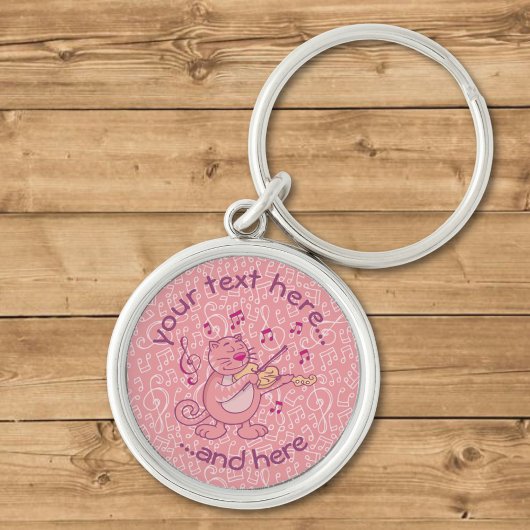 Porte-clés Chat rose avec Porte - clé violon