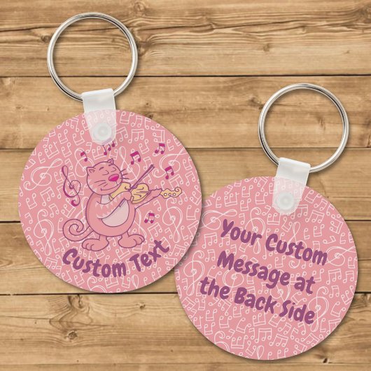 Porte-clés Chat rose avec Porte - clé violon