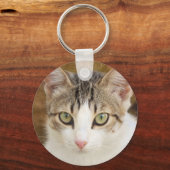 Porte-clés Chat roux yeux marrons métal vert (Verso)