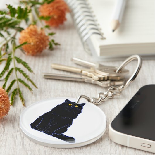 Porte-clés Chat(s) noir(s) Essential T-ShirtBlack Chat visage (Devant Droit)