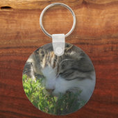 Porte-clés Chat sent un Plante (Recto)