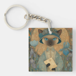 Porte-clés Chat siamois Art nouveau – Élégante œuvre d'art fé