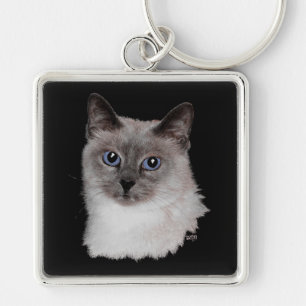 Porte-clés Chat siamois aux yeux bleus