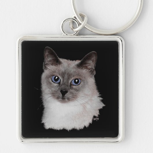 Porte-clés Chat siamois aux yeux bleus (Devant)