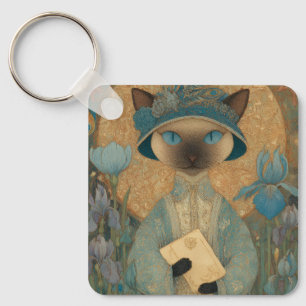 Porte-clés Chat siamois dans le style Art nouveau - Élégant a