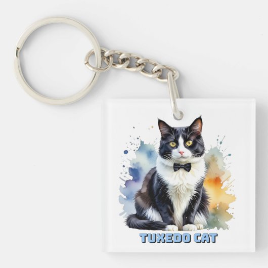 Porte-clés Chat smoking élégant (Devant)