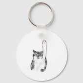 Porte-clés Chat Smoking Élévant la Patte Art Rose (Recto)