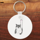 Porte-clés Chat Smoking Élévant la Patte Art Rose (Recto)