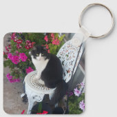 Porte-clés Chat smoking marron foncé rose foncé Fleurs et cha (Dos)