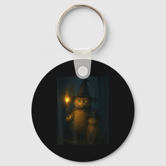 Porte-clés Chat sorcier drôle et bizarre pour Halloween Meme (Recto)
