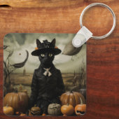 Porte-clés Chat sorcière avec citrouilles (Verso)