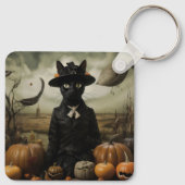 Porte-clés Chat sorcière avec citrouilles (Dos)