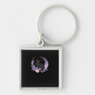 Porte-clés Chat Sorcière Fleurs de Lune Pastel Goth Goblincor