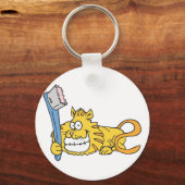 Porte-clés Chat souriant avec brosse à dents (Recto)
