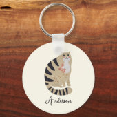 Porte-clés chat souriant mignon personnalisable (Recto)