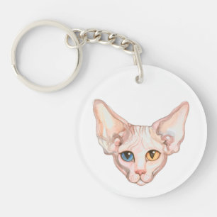 Porte-clés Chat Sphynx aquarelle