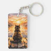 Porte-clés Chat sur le quai au coucher du soleil (Dos)