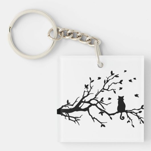 Porte-clés Chat sur un arbre - silhouette (Devant)