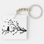 Porte-clés Chat sur un arbre - silhouette (Dos)