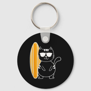 Porte-clés Chat surfeur - Planche de surf sur la plage Océan