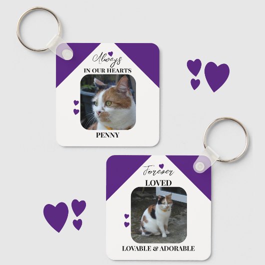 Porte-clés Chat Sympathy Keepsaké animal Memorial violet