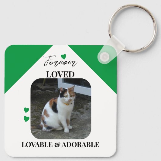 Porte-clés Chat Sympathy Keepsaké Pet Memorial vert (Dos)
