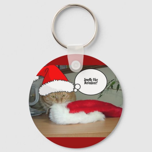 Porte-clés Chat Tabby Orange de Noël (Recto)