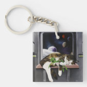 Porte-clés Chat tabby vaisseau spatial Peluche extraterrestre (Devant)