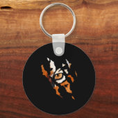 Porte-clés Chat Tigre Intrépide Oeil Griffe Silhouette (Recto)