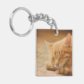 Porte-clés Chat tigré orange de sommeil (Devant gauche)
