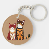 Porte-clés Chat tigre rayé et chaton gingembre (Dos)