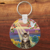 Porte-clés Chat (Tigre) - Soleil d'automne (Recto)