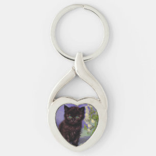 Porte-clés Chat Van Gogh avec fleurs blanches