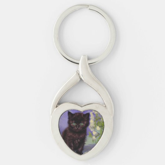 Porte-clés Chat Van Gogh avec fleurs blanches (Devant)
