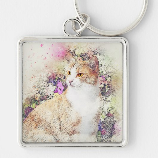 Porte-clés Chat vintage (Devant)