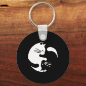 Porte-clés Chat Yin Yang Peace Love Interconnectées Idée cade (Recto)