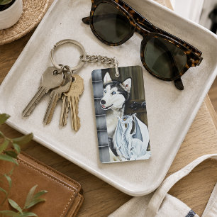 Porte-clés Château de dragon fantaisiste husky pour fantaisie