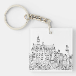 Porte-clés Château de Neuschwanstein Allemagne Art de ligne