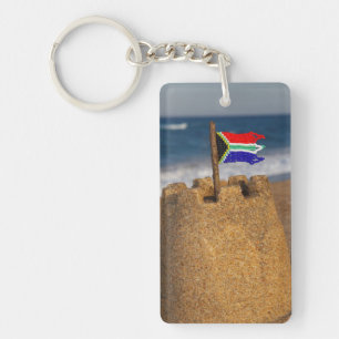 Porte-clés Château de Sable Avec Drapeau Sud-Africain, Umhlan