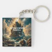 Porte-clés Château Majestueux Levant L'Éternel EST MON ROCHER (Dos)