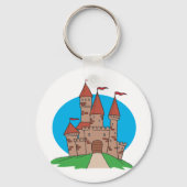 Porte-clés Château médiéval sur une colline avec des drapeaux (Verso)
