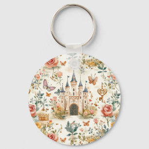 Porte-clés Château Médiéval Viintage Fantaisie Florale Papill